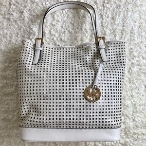 Michael Kors Bridget White Large Leather Tote
